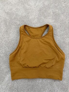 lululemon athletica High-Neck Sports Bralette in Mustard Brown